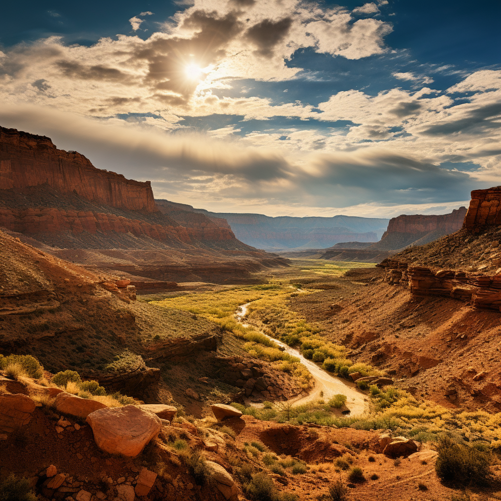 Utah_wild_view. a river in a canyon in Utah. hunting-license.com